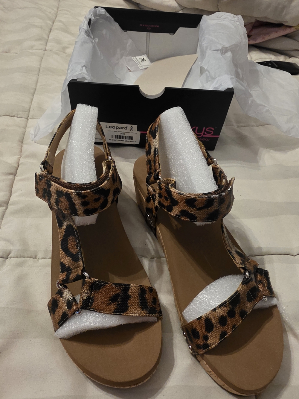 Corky's DONT TEMPT ME SANDALS, SIZE 8 Leopard Print Women’s Low Wedge Sandals -